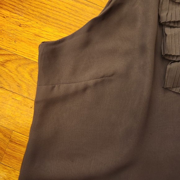 Apt. 9 Dark Gray Pleated Ruffleneck Sleeveless Lined Blouse Women's Size L - Picture 12 of 13